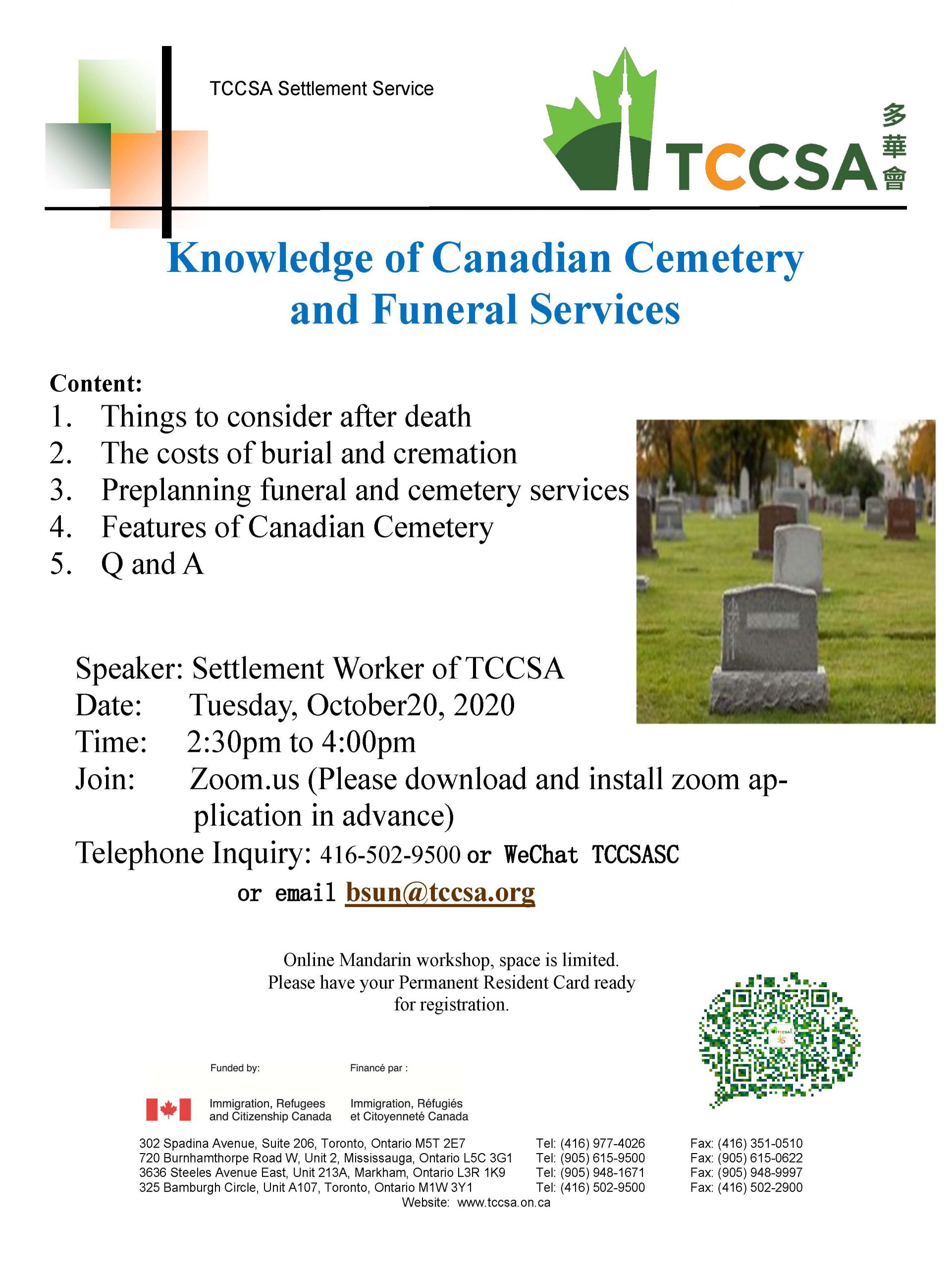 Knowledge of Canadian Cemetery & Funeral Services (Mandarin) Project